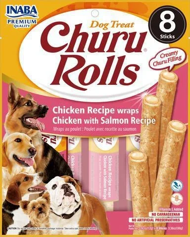 Ciao Dog Churu Bites Chicken Recipe Wrap Salmon 3.36 oz