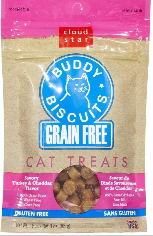 Cloud Star Buddy Biscuits Grain Free Turkey and Cheddar Cat Treats
