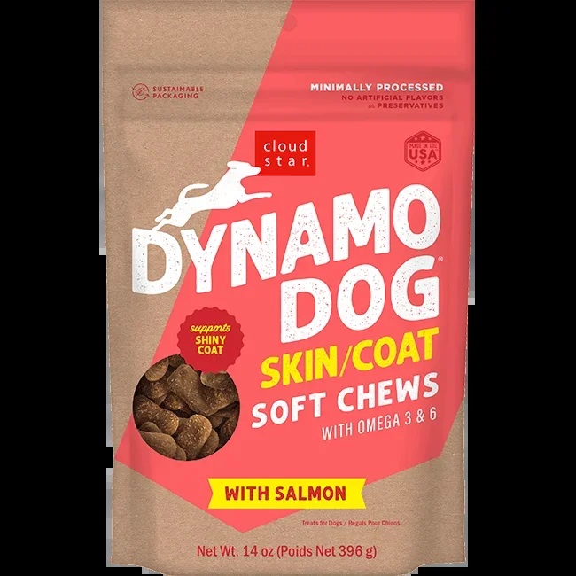 Cloud Star Dynamo Dog Soft Chews, Skin & Coat Salmon Dog Treats, 14-oz Bag