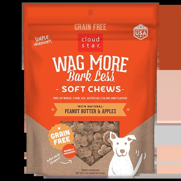 Cloud Star Wag More Bark Less Soft Chews Grain Free Dog Treats Peanut Butter & Apples Dog Treats