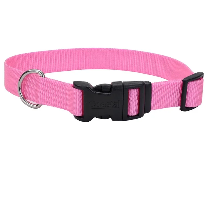Coastal Pet Adjustable Dog Collar with Plastic Buckle, Buckle-Pink, Neck Size 18″-26″
