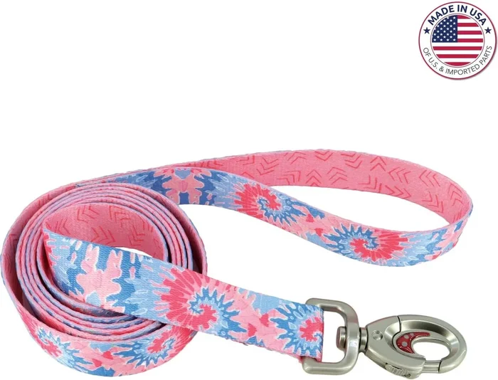 Coastal Sublime Adjustable Dog 6ft Leash – Pink Tie Dye with Pink Arrows