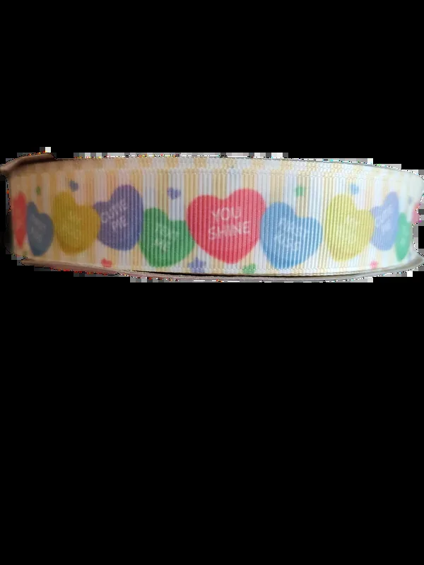 Conversation Hearts Nylon Dog Collar