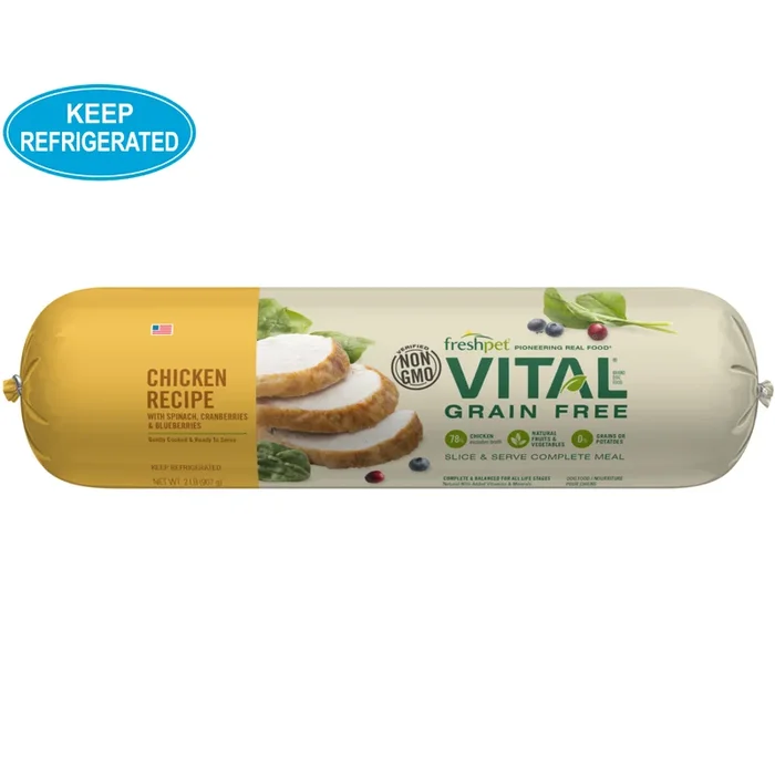 Cooked Dog Food – VITAL – Grain Free Chicken Recipe – 2 lb roll