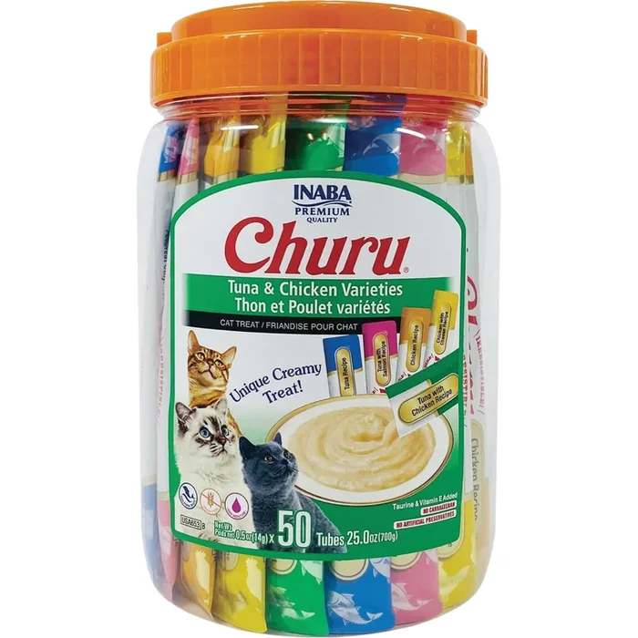 Creamy Cat Treat – CHURU – 50 ct Tuna & Chicken Variety Jar