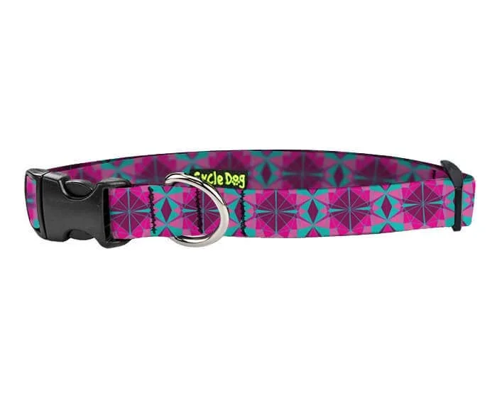Cycle Dog – Small Ecoweave-Fuchsia Kaleidoscope Dog Collar