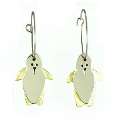 Dancing Penguins Mixed Metal Earrings