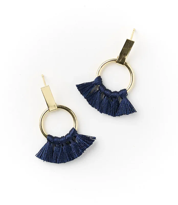 Danu Earrings – Navy Hoop