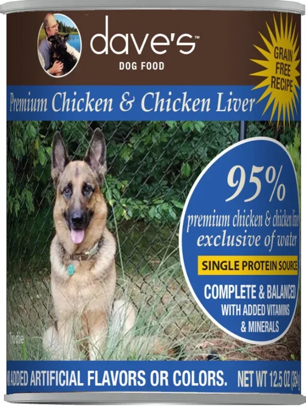 Dave’s 95% Premium Chicken & Chicken Liver Recipe Canned Dog Food