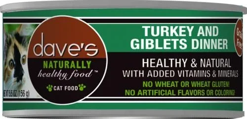 Dave’s Naturally Healthy Turkey and Giblets Pate Dinner Canned Cat Food