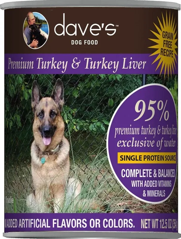 Dave’s Premium Turkey & Turkey Liver 95% Meat Canned Dog Food