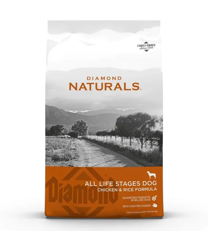 Diamond Naturals All Life Stages Chicken and Rice Formula Dry Dog Food Protein from Real Chicken, and Probiotics 40 Pound