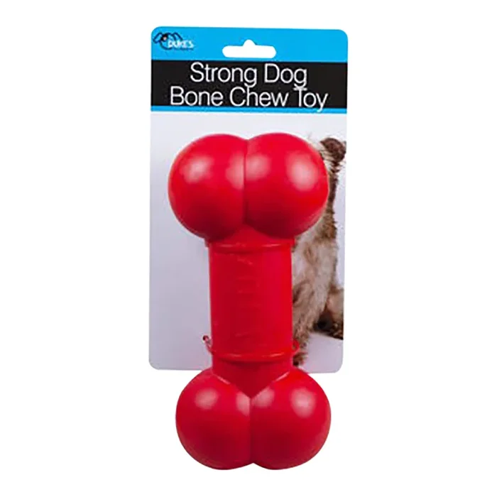 Dog Bone Chew Toy, Red, 8″L