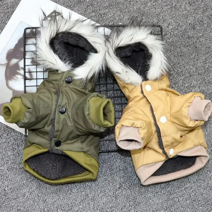 Dog Jacket w/ Fur-Trim Hood – Dog & Cat Apparel