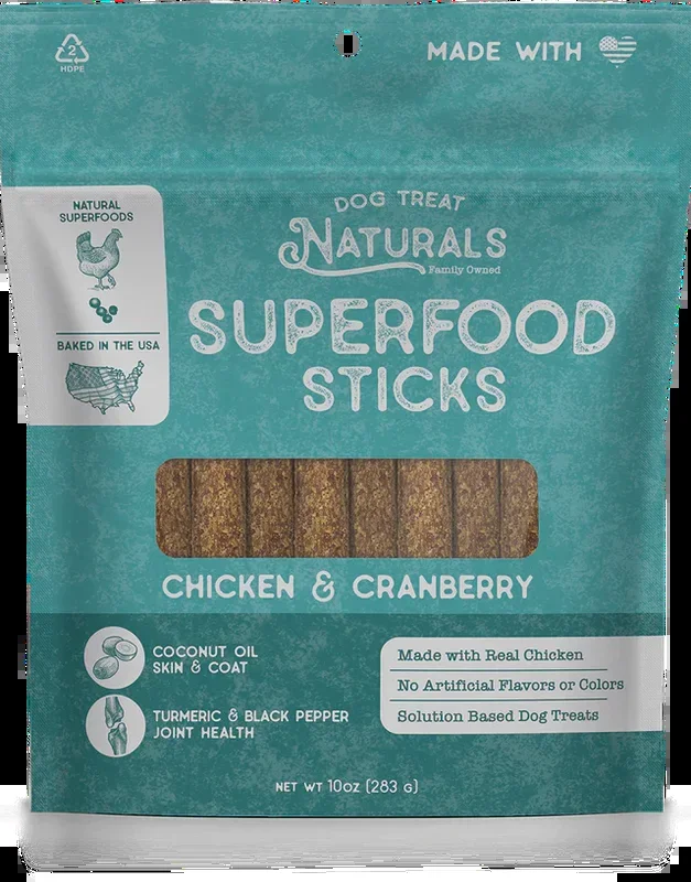 Dog Treat Naturals Chicken & Cranberry Superfood Sticks