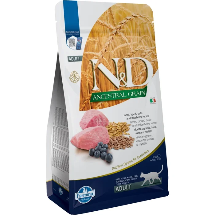 Dry Cat Food – N & D – ANCESTRAL GRAIN – Lamb & Blueberry – Adult