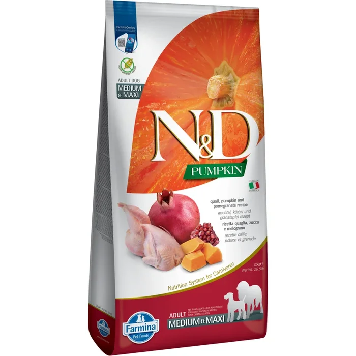 Dry Dog Food – N & D – PUMPKIN – Quail & Pomegranate – Adult Medium & Maxi