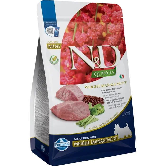 Dry Dog Food – N & D – QUINOA – Weight Management Lamb – Adult Mini