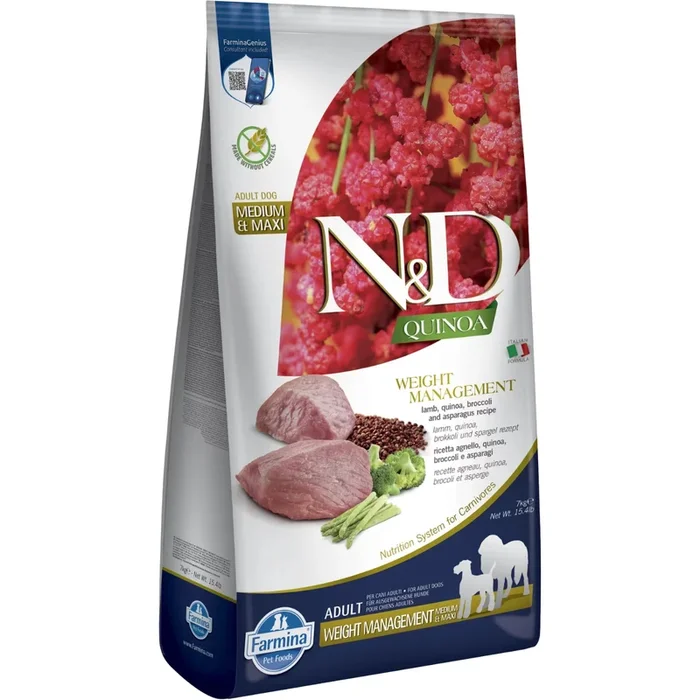 Dry Dog Food – N & D – QUINOA – Weight Management Lamb – Medium & Maxi