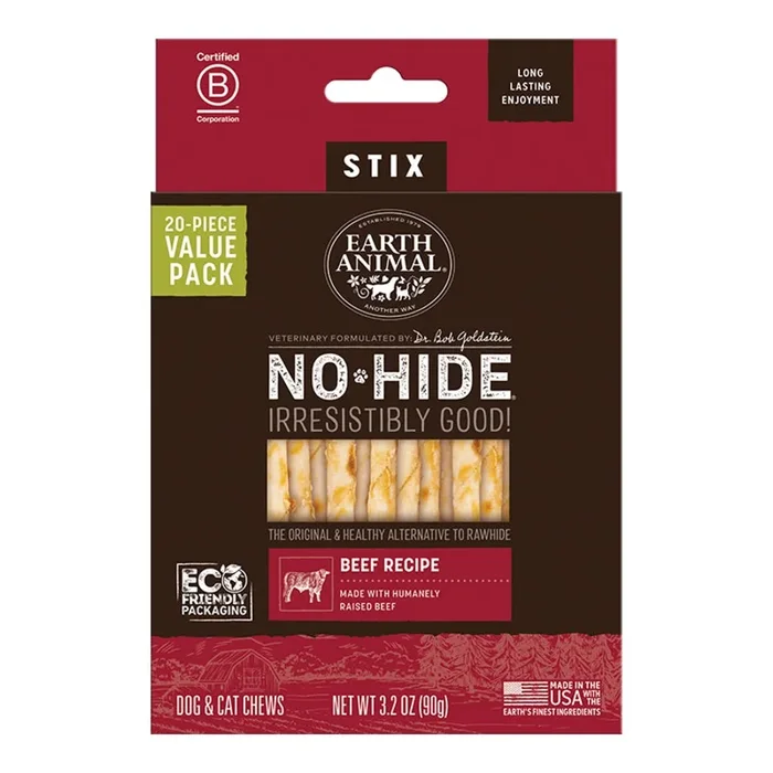Earth Animal Beef No-Hide® Stix Dog Chews Value Pack – 20pk