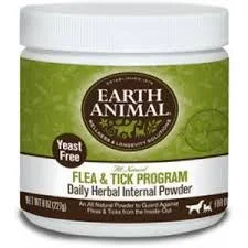 Earth Animal Flea & Tick Herbal Internal Powder 8 oz Yeast Free