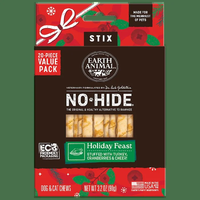 Earth Animal No Hide Stix Holiday Feast Recipe Dog Chews