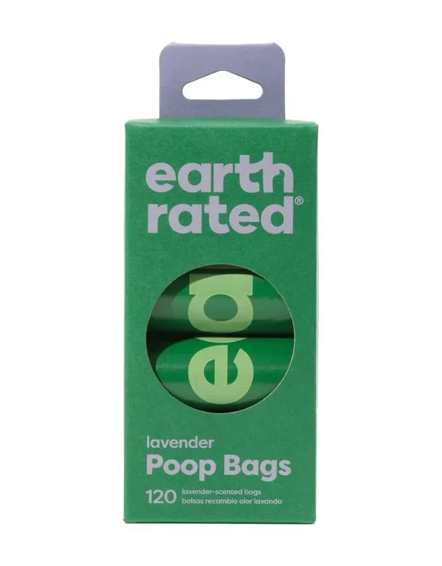 EARTH RATED Lavender Scented Poop Bags 8 Roll Box