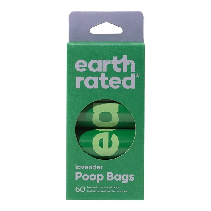 Earth Rated Lavender Scented Poop Bags – 4 rolls, 60 bags