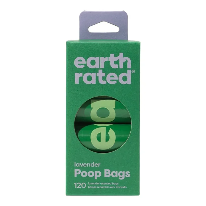 Earth Rated Lavender Scented Poop Bags – 8 Rolls, 120 bags