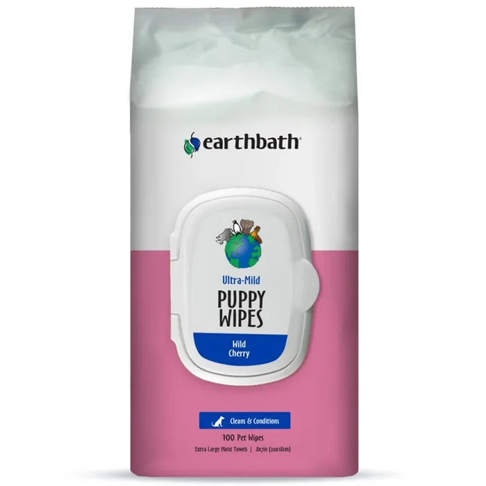 Earthbath Puppy Grooming Wipes Wild Cherry 100Ct