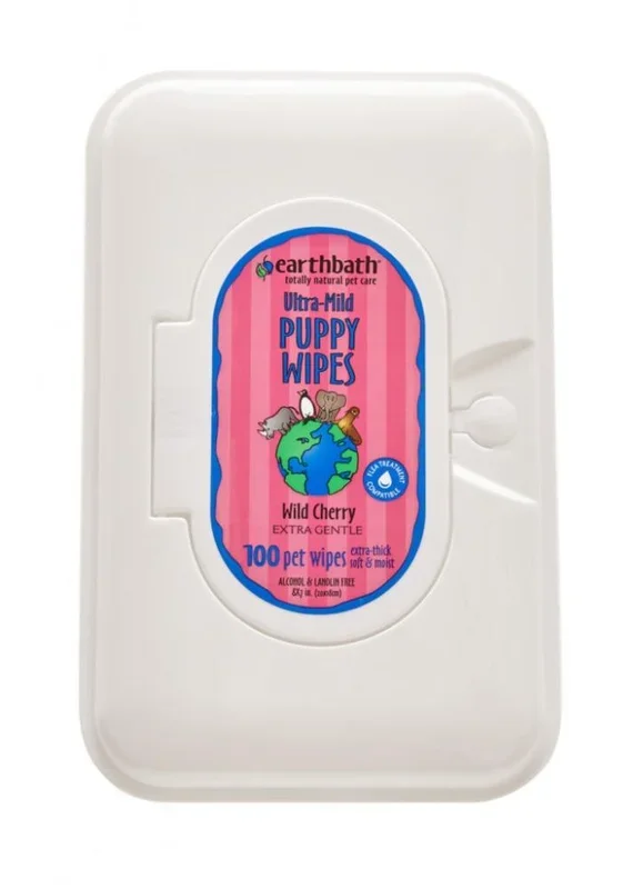 Earthbath Ultra-Mild Wild Cherry Grooming Wipes for Puppies