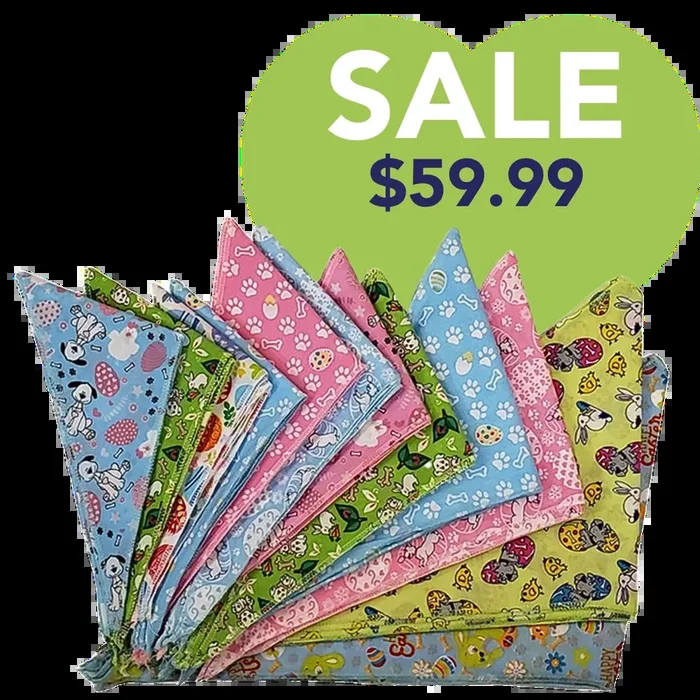 Easter Bandanas – 60 Assorted Sizes and Patterns by Bandanas Unlimited