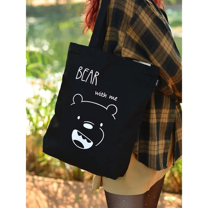 EcoRight Bear With Me Zipper Tote Bag (Black)