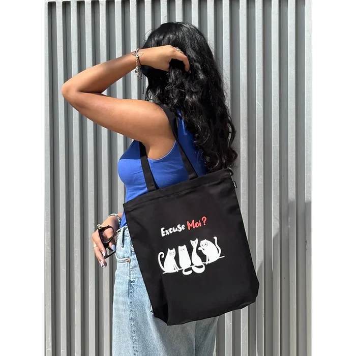EcoRight Paws Off Zipper Tote Bag (Black)