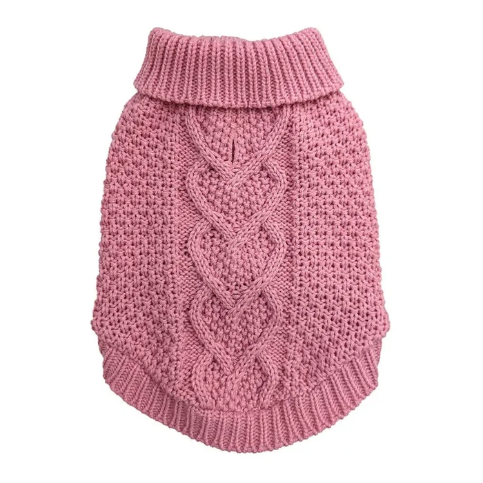 Ethical Pet Products – Sweater Chunky Heart Knit w/ Foldover Collar Pink