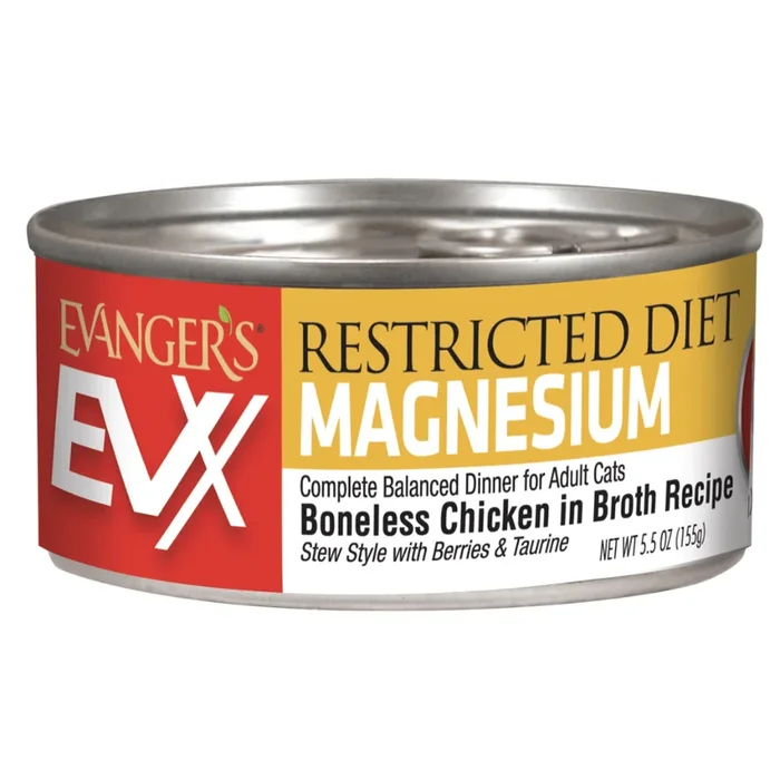 Evanger’s EVX Restricted: Controlled Magnesium Diet Urinary Care Boneless Chicken in Broth Recipe Cat Food