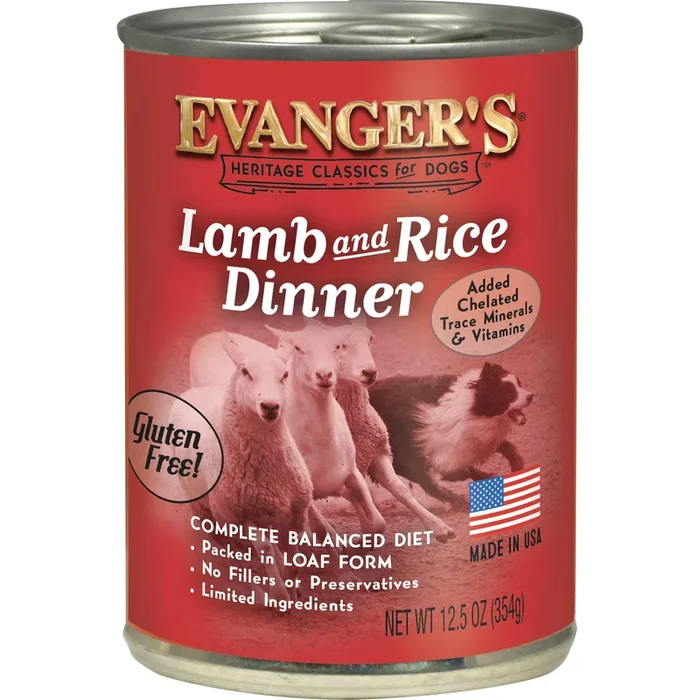 Evanger’s Heritage Classics Lamb & Rice Dinner Wet Dog Food Can, 12.5-oz