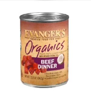 Evanger’s Organic Beef Dinner Canned Wet Dog Food; 12.8- Oz Cans, Case of 12