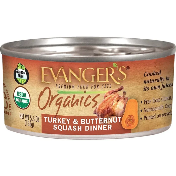 Evanger’s Organics Turkey and Butternut Squash Canned Cat Food