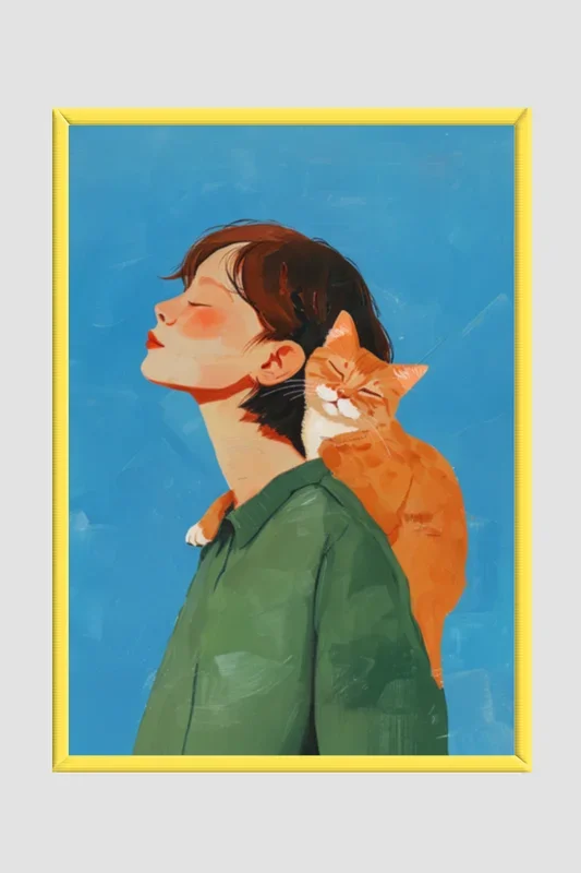 EverythingBoho Cat & Me Wall Art (Yellow)