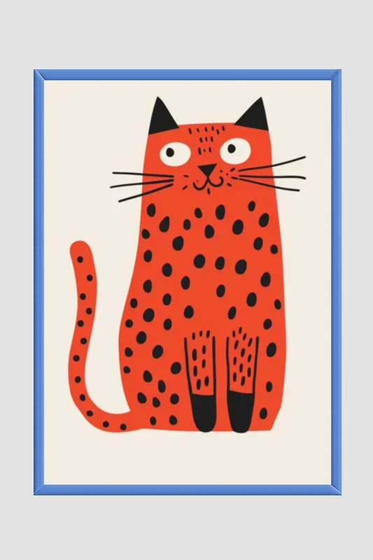 EverythingBoho Cutie Cat Wall Art (Royal Blue)
