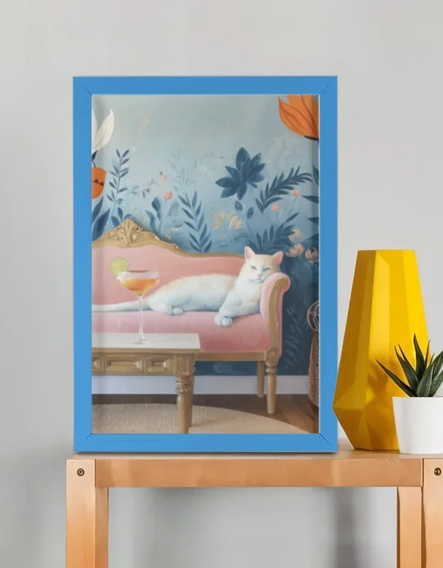 EverythingBoho Persian Queen Cat Wall Art (Royal Blue)
