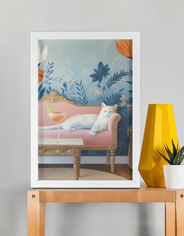 EverythingBoho Persian Queen Cat Wall Art (White)