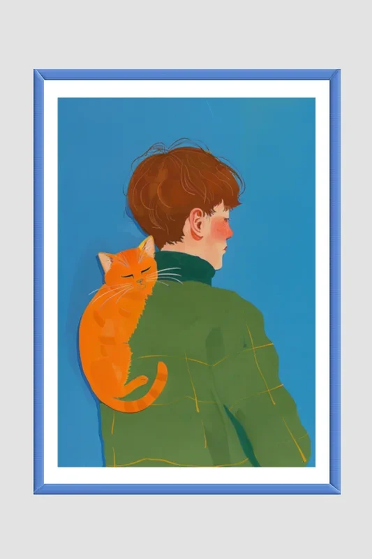 EverythingBoho The Purrfect Cat Dad Wall Art (Royal Blue)