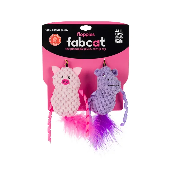 FabCat Hippo & Pig FabBall Cat Toy 2pk
