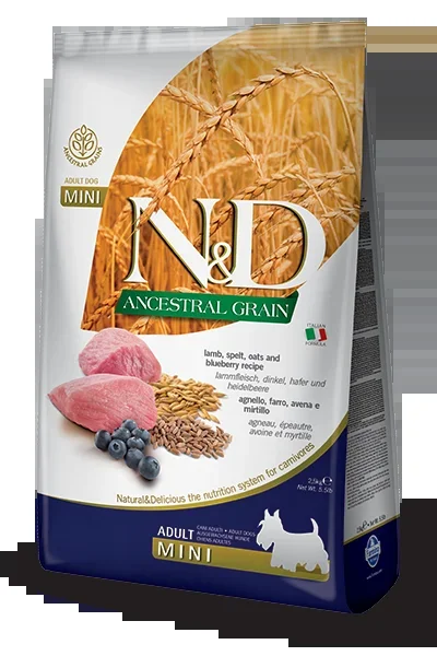Farmina N&D Ancestral Grain Adult Lamb & Blueberry Mini Dry Dog Food