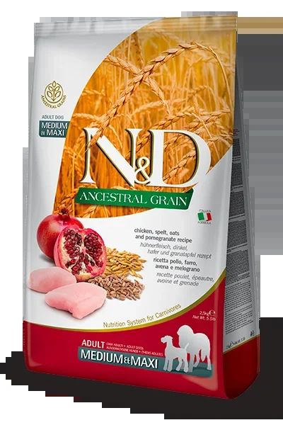 Farmina N&D Ancestral Grain Canine Chicken & Pomegranate Medium & Maxi Adult Food