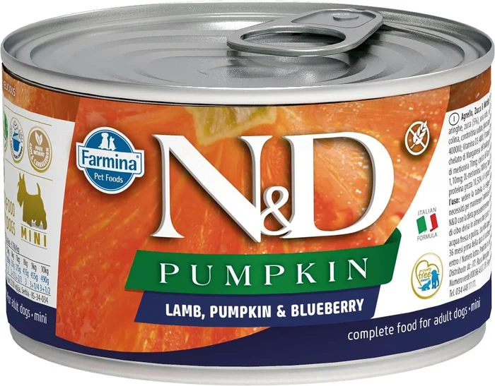 Farmina N&D Pumpkin Dog Lamb, Pumpkin & Blueberry Recipe, Wet Dog Food, Case of 6