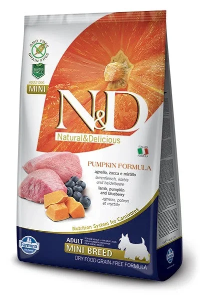 Farmina N&D Pumpkin Grain Free Dry Dog Food – Lamb & Blueberry, Mini Kibble – 5.5lb