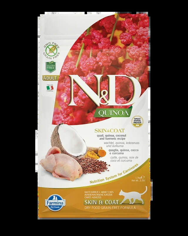 Farmina N&D Quinoa Skin & Coat Quail Adult Dry Cat Food 3.3lb
